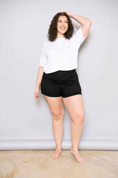 Short en jean grande taille - Noir