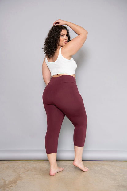 Legging léger court grande taille - Burgunder