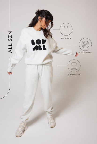 ALL SZN organique Sweat à Capuche Oversize Style 1 - Light Grey Marl