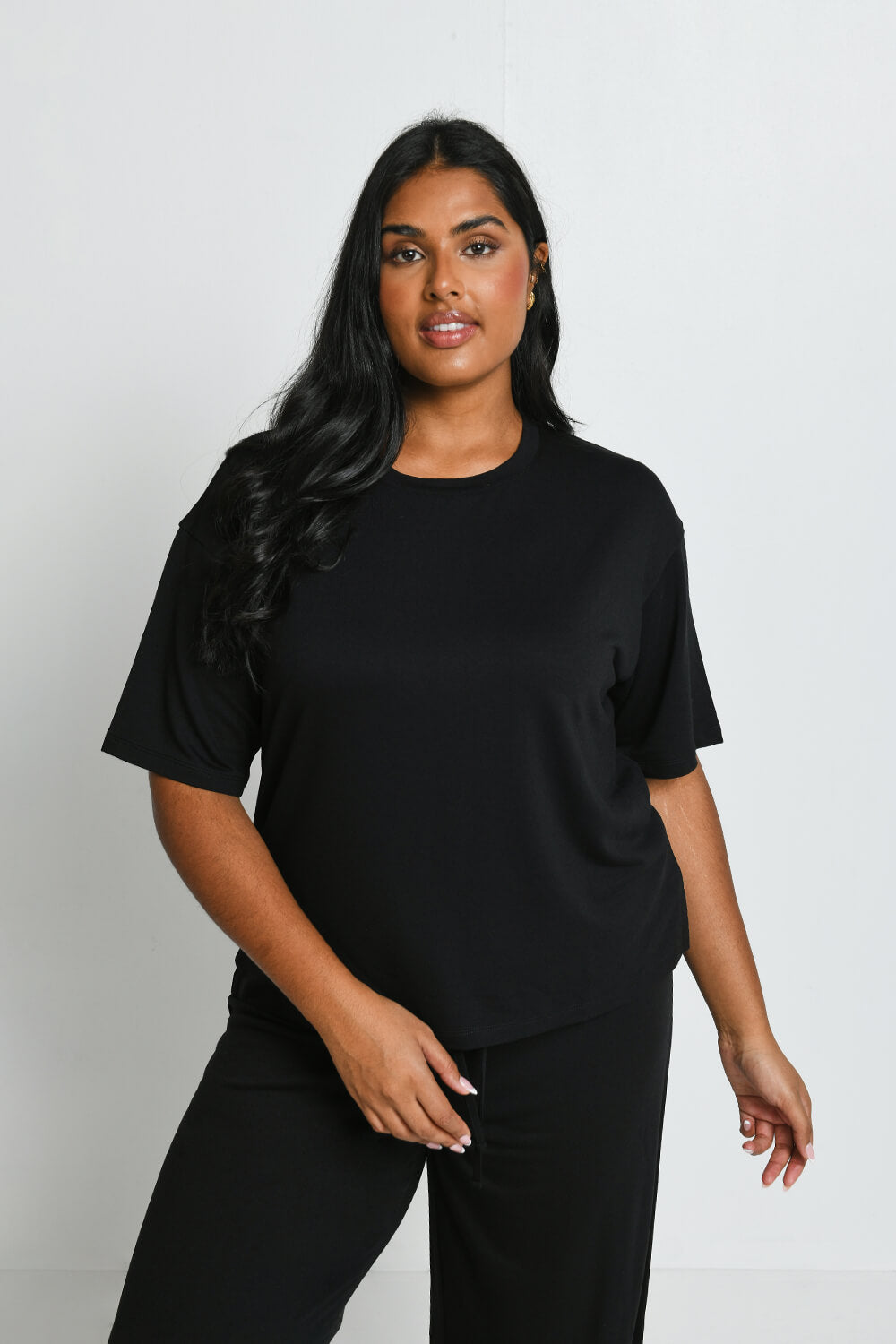 Ensemble lounge évasé tout doux grande taille - Noir
