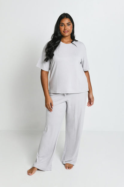 Ensemble lounge évasé tout doux grande taille - Gris