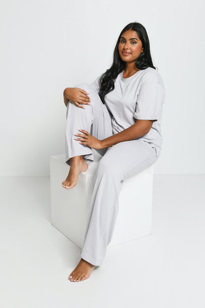 Ensemble lounge évasé tout doux grande taille - Gris