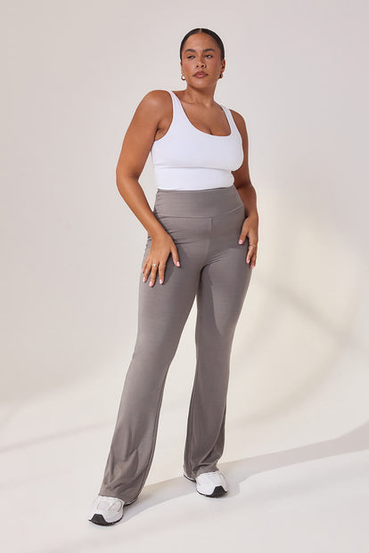 Curve Lightweight Flare Leggings - Slate Green