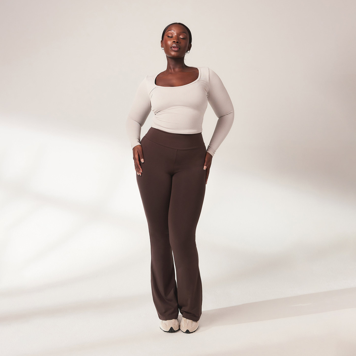 Legging léger flare grande taille - Espresso Marron