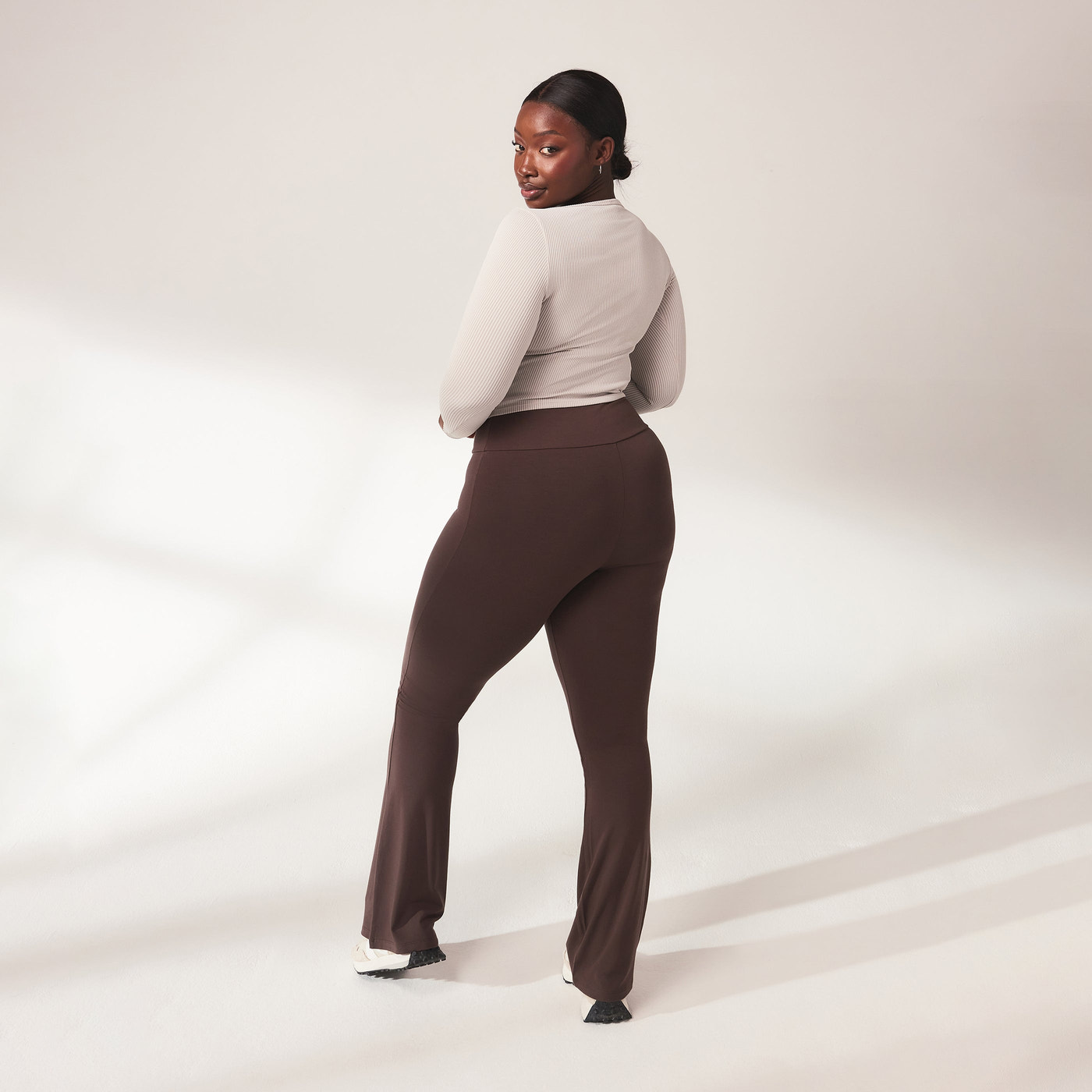 Legging léger flare grande taille - Espresso Marron