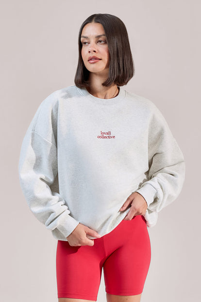 ALL SZN Organic Oversized Graphic Sweatshirt Collective 1 - Light Grey Marl
