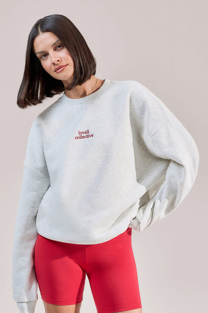 ALL SZN Organic Oversized Graphic Sweatshirt Collective 1 - Light Grey Marl