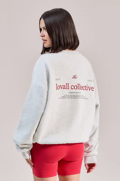 ALL SZN Organic Oversized Graphic Sweatshirt Collective 1 - Light Grey Marl