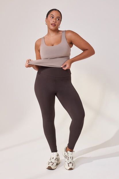 Curve Lightweight Everyday High Waisted Leggings - Black Coffee