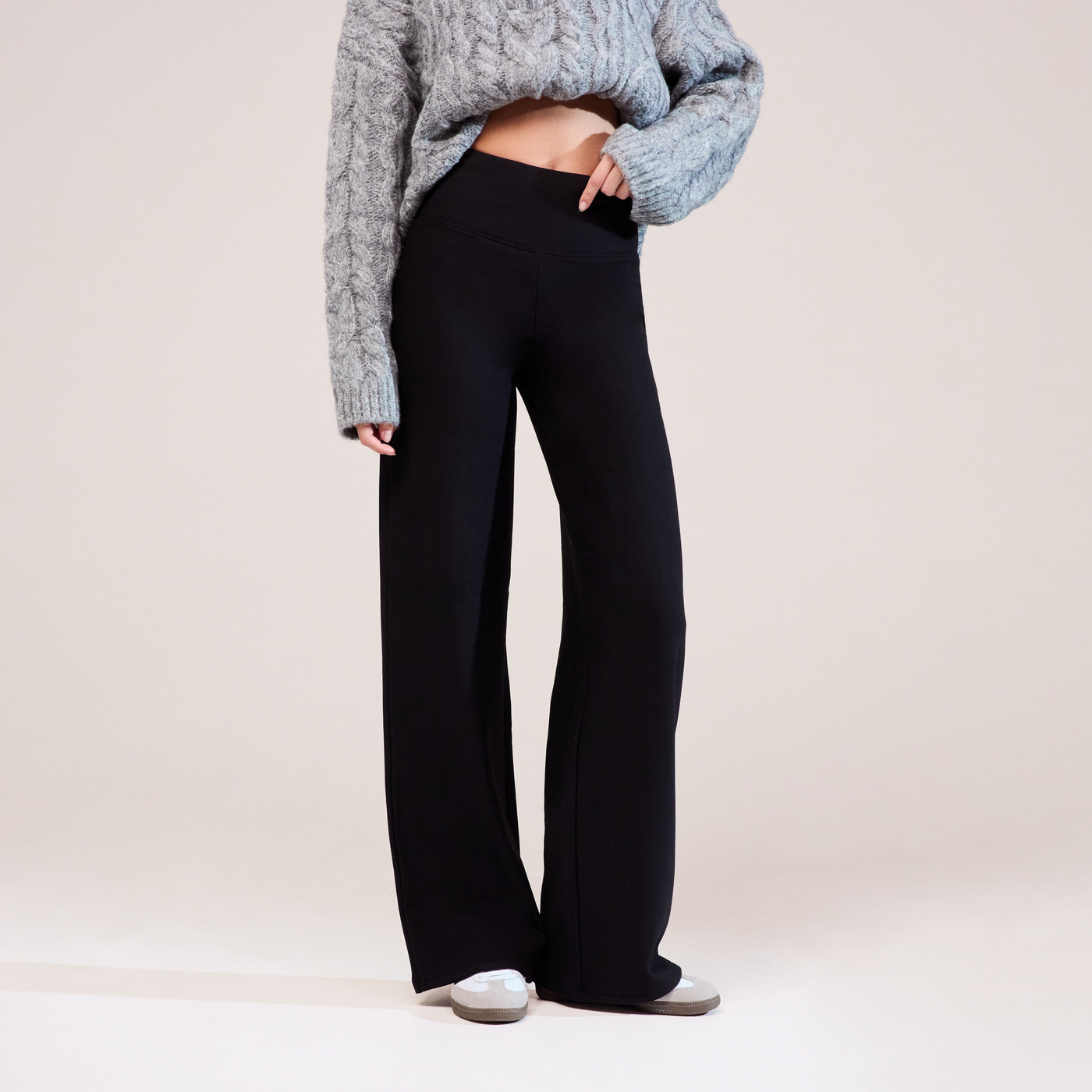Winter Wide Leg Trousers - Black