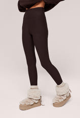 Legging taille haute d'hiver - Marron expresso