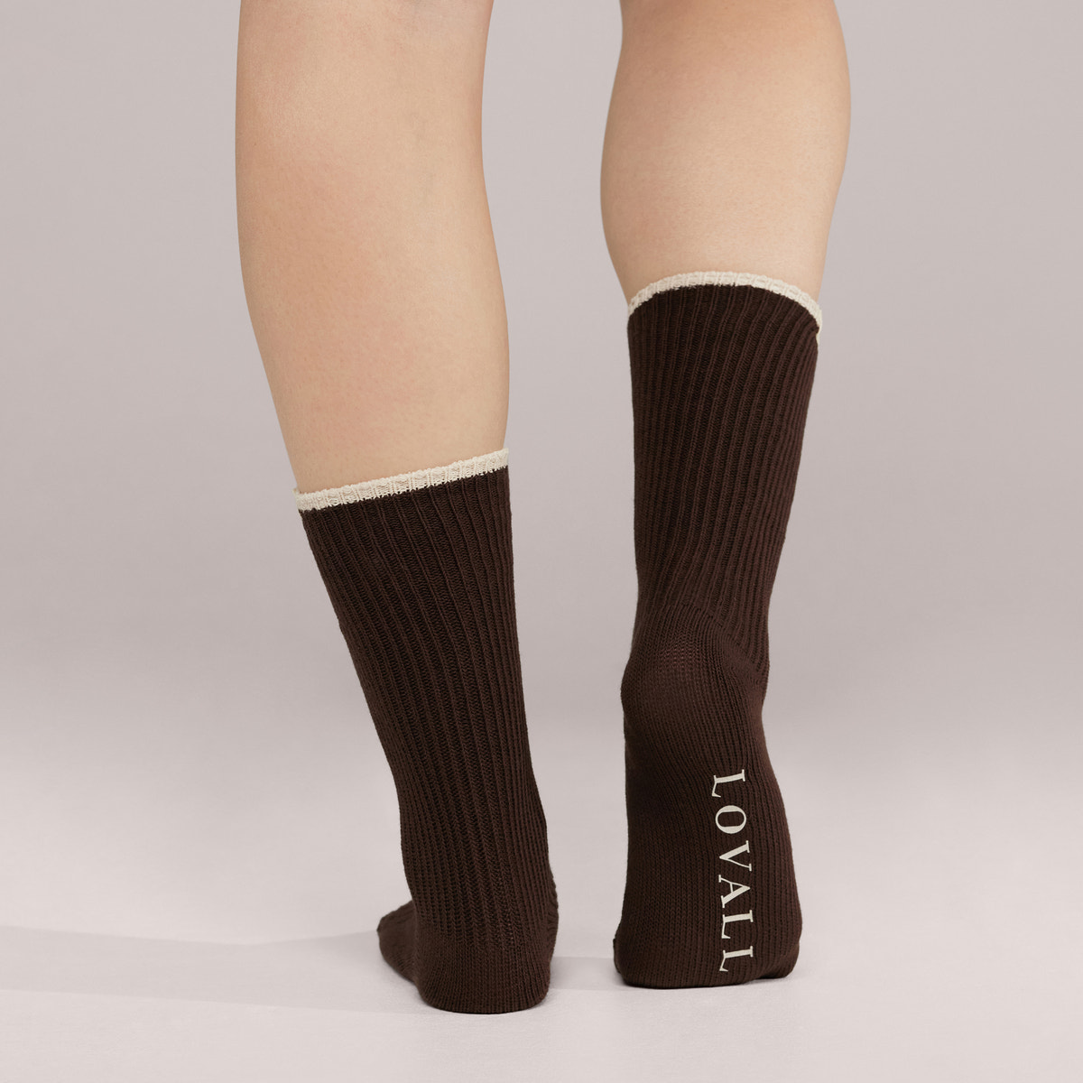 Lot de 2 paires de chaussettes en côtes tricotées - Noir Café/Beige