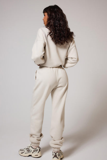 ALL SZN pantalon de jogging biologique à revers - Ecru