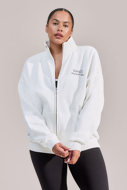 ALL SZN Organic Funnel Neck Zip Through - Off White
