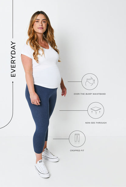 Legging de grossesse court Everyday - Infinity Bleu Marl