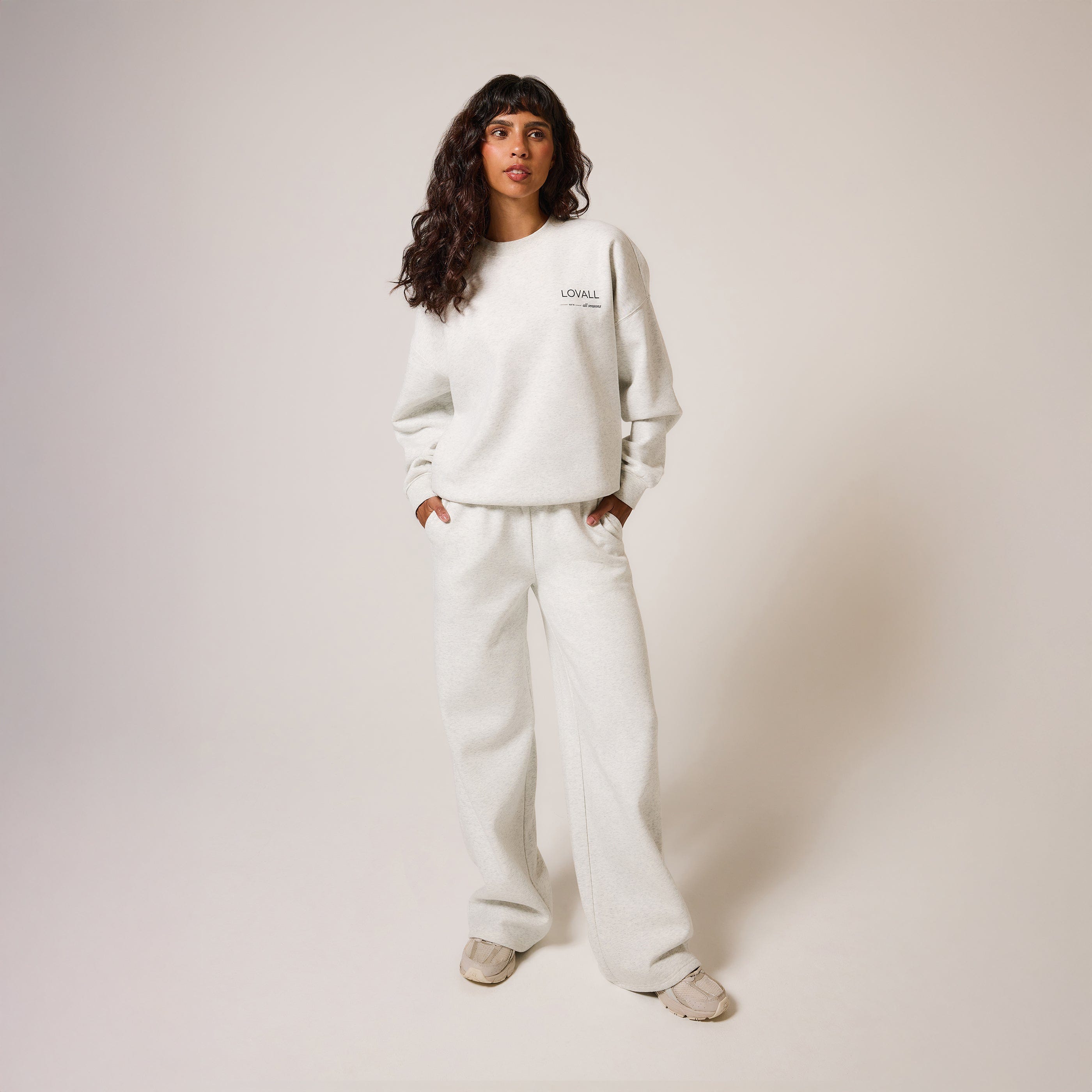 ALL SZN pantalon de jogging bio à jambes larges grande taille - Light Grey Marl