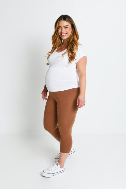 Legging de grossesse court Everyday - Mocha Marron