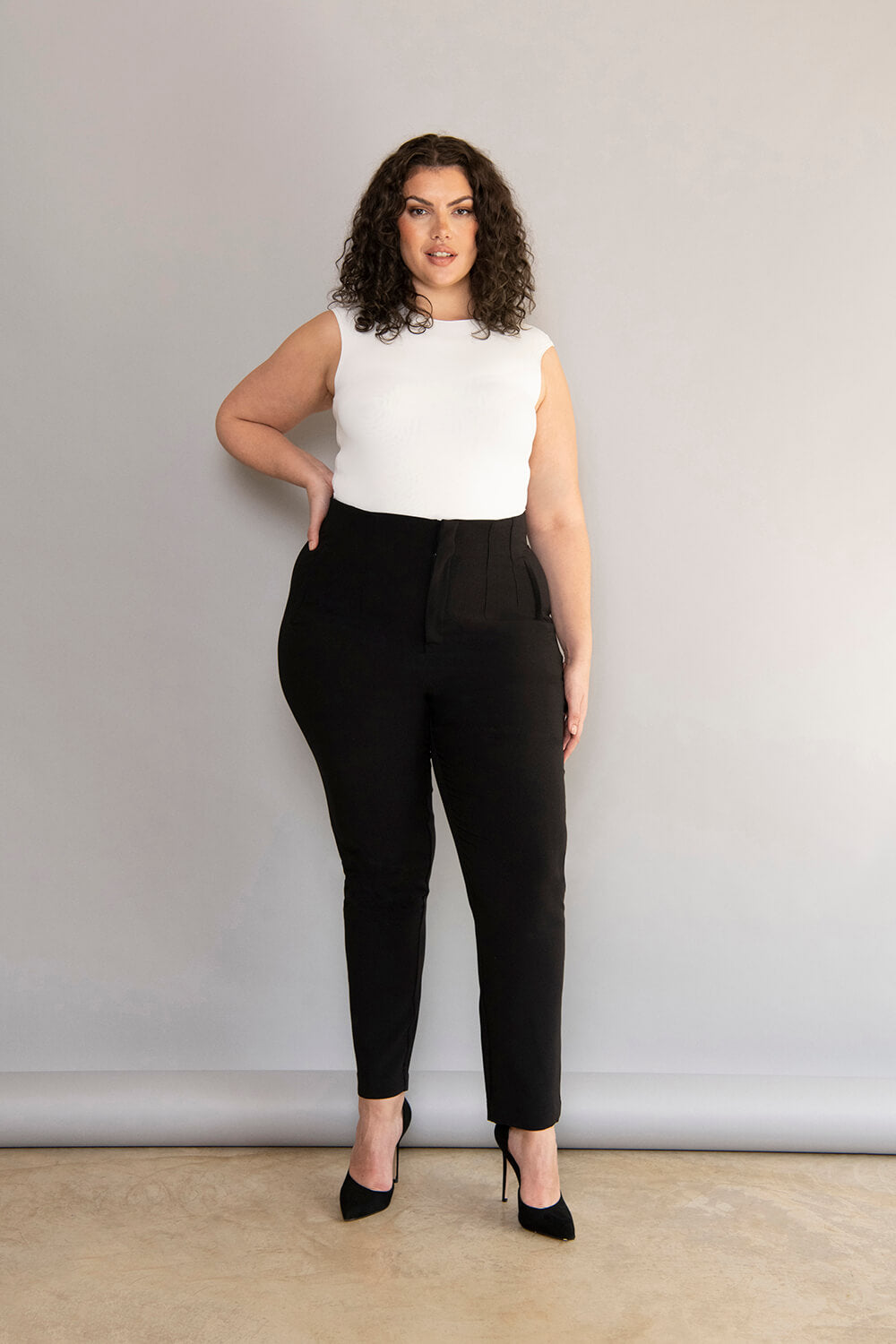 Pantalon cigarette grande taille - Noir