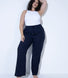 Pantalon en lin grande taille - Marine