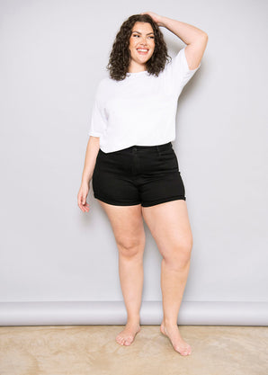 Short en jean grande taille - Noir