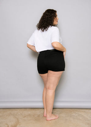 Short en jean grande taille - Noir
