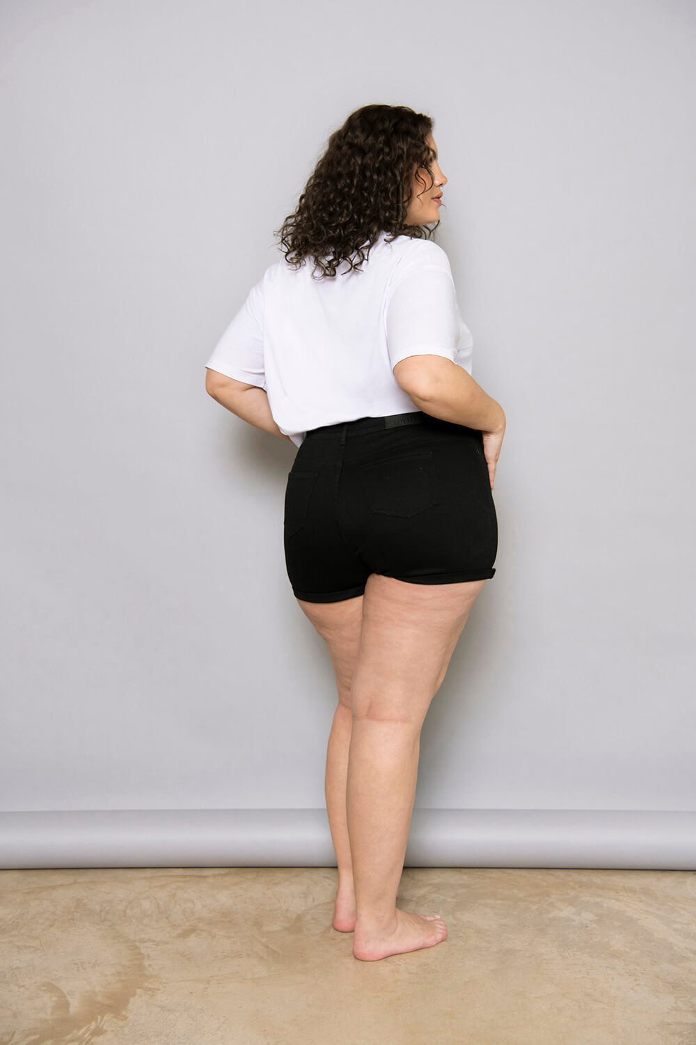 Short en jean grande taille - Noir