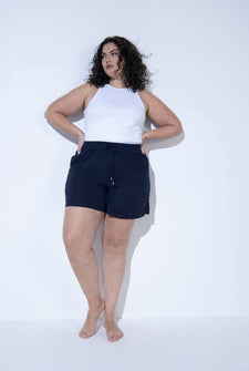 Curve Linen Shorts - Marine