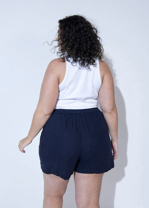Curve Linen Shorts - Marine
