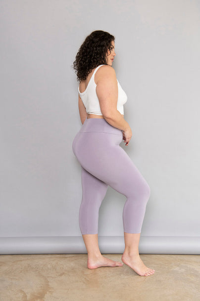 Legging léger court grande taille - Mauve