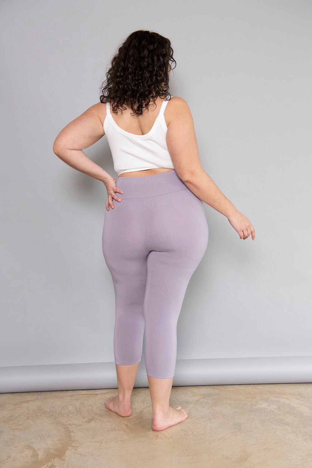 Legging léger court grande taille - Mauve
