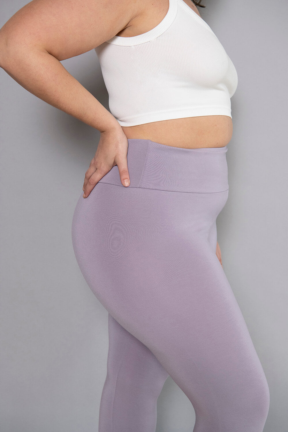 Legging léger court grande taille - Mauve