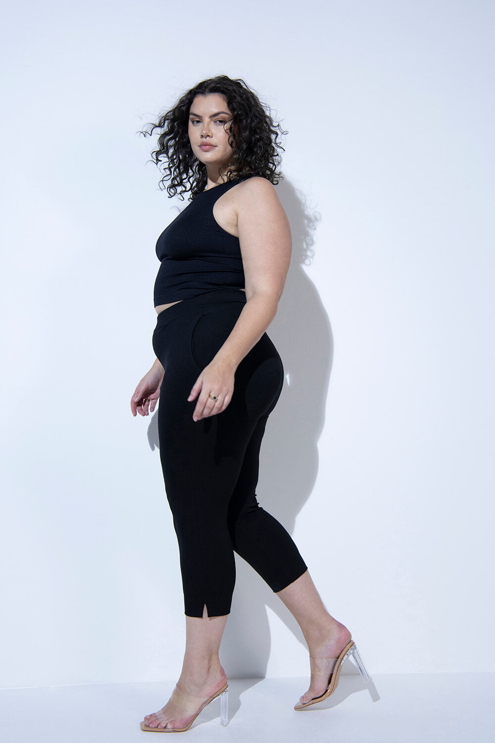 Pantacourt stretch grande taille - Noir