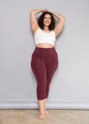 Legging léger court grande taille - Burgunder