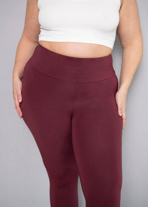 Legging léger court grande taille - Burgunder