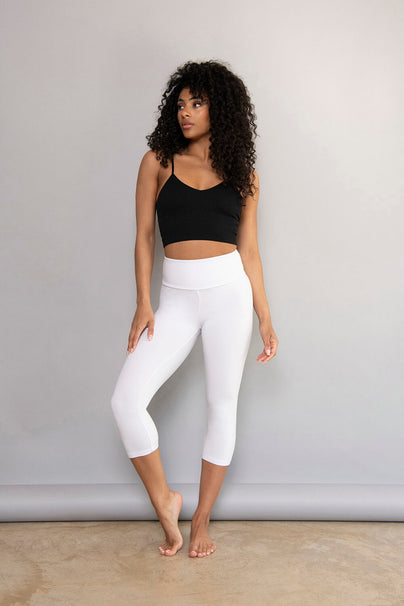 Legging léger court grande taille - Blanc