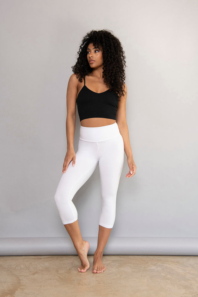 Legging léger court grande taille - Blanc