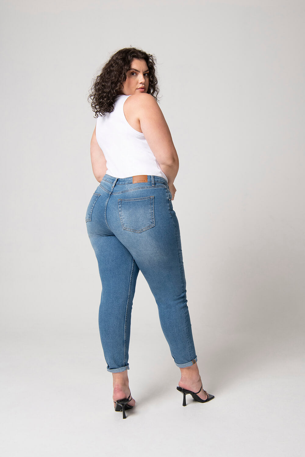 Jean Mom slim grande taille - Mid Bleu