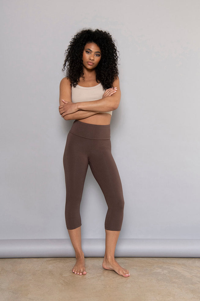 Legging léger court grande taille - Espresso Marron
