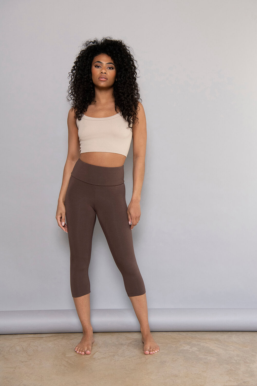 Legging léger court grande taille - Espresso Marron