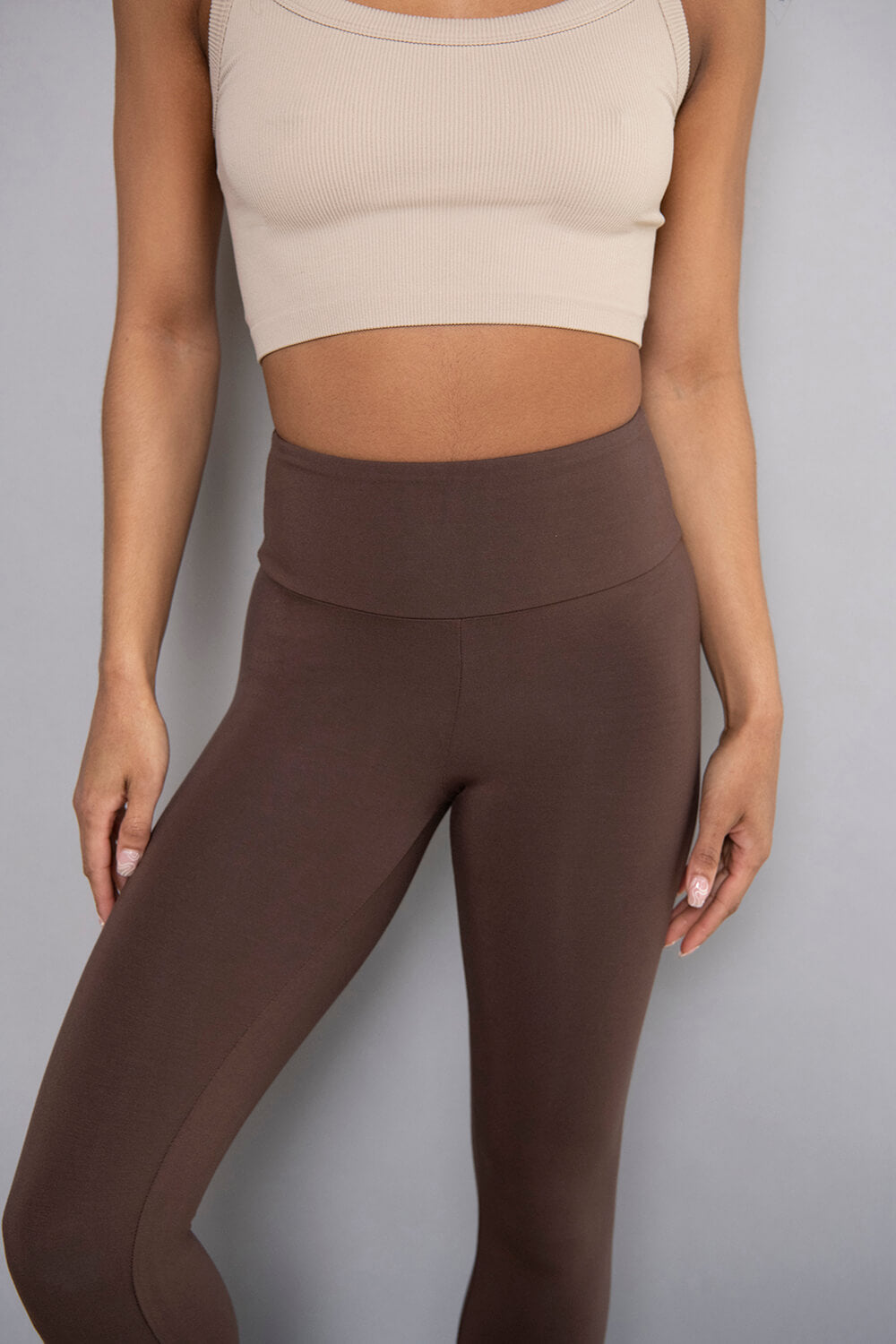 Legging léger court grande taille - Espresso Marron