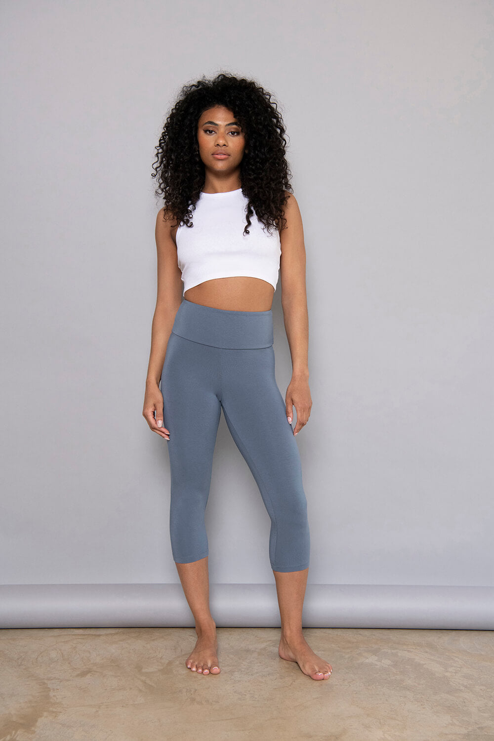 Legging léger court grande taille - Steel Bleu