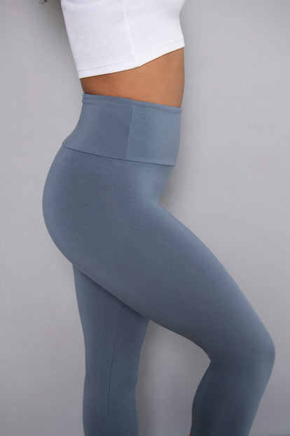 Legging léger court grande taille - Steel Bleu