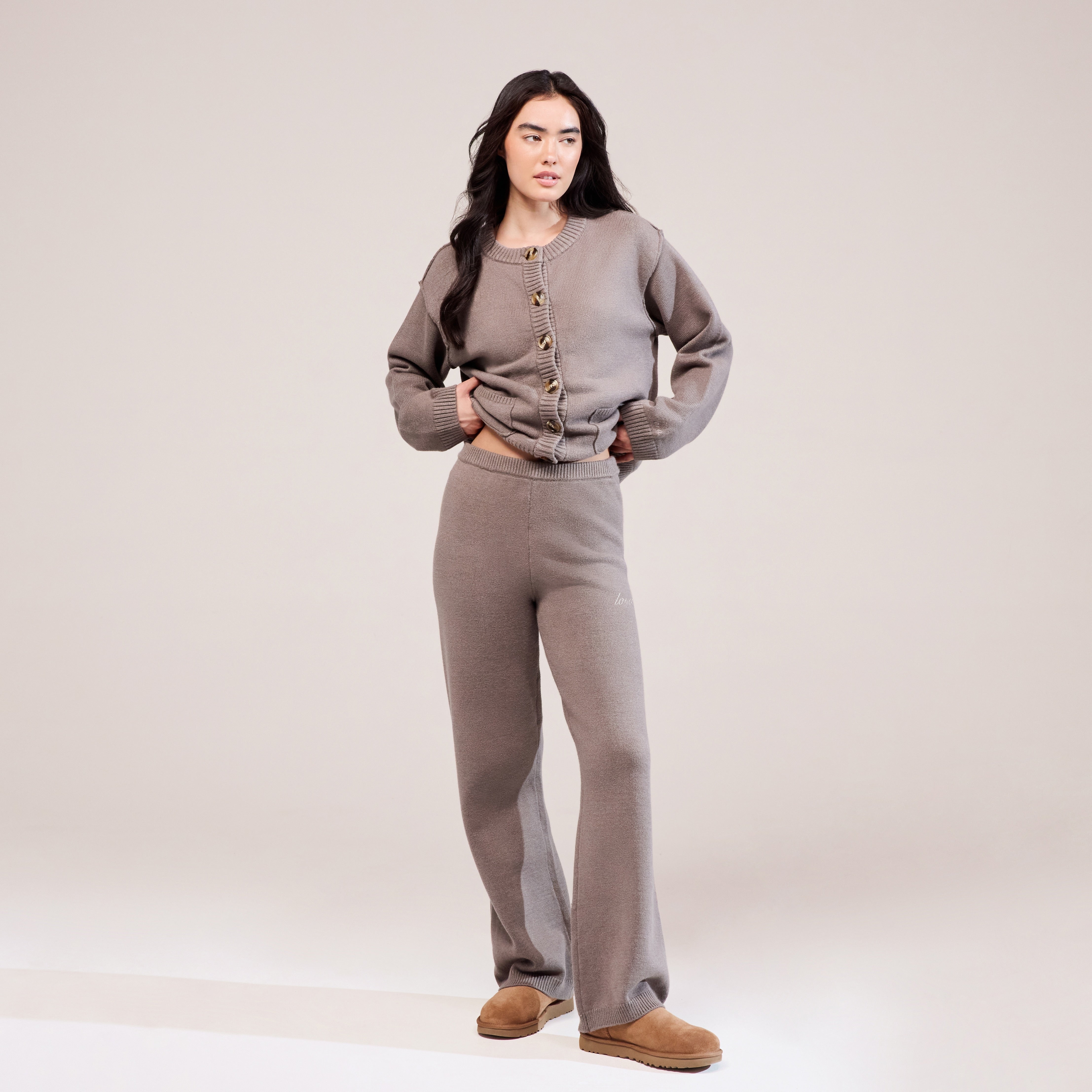 Pantalon ample en maille souple - Moka