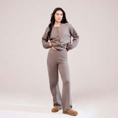 Pantalon ample en maille souple - Moka