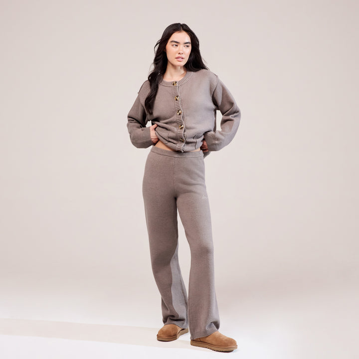 Pantalon ample en maille souple - Moka