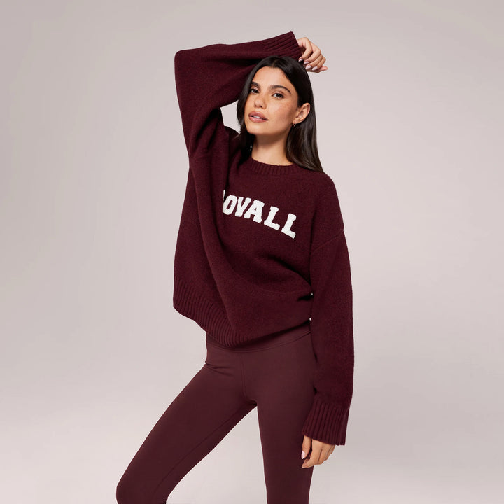 Pull oversize en maille « Varsity » – Bourgogne