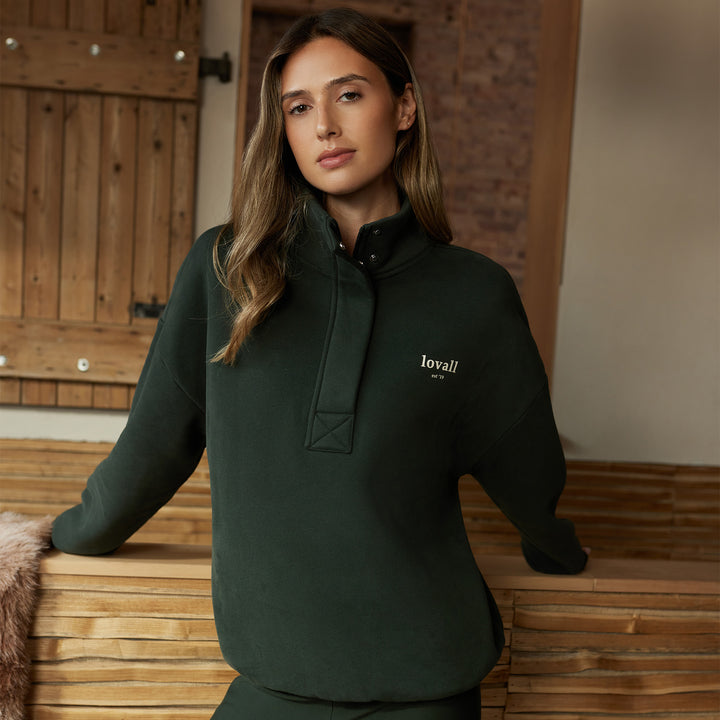 Sweat-shirt lourd 1/4 zip - Mocha