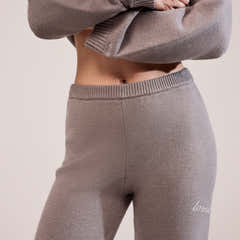 Pantalon ample en maille souple - Moka