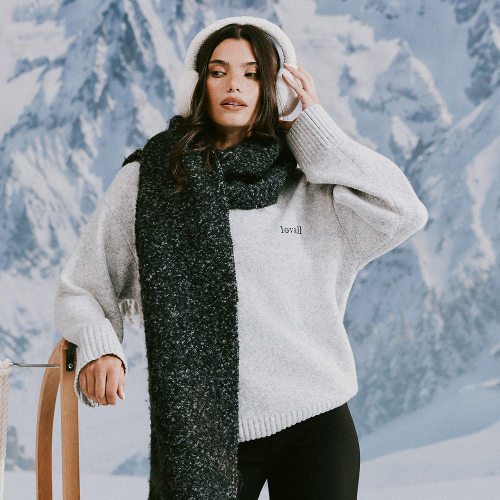 Pull ample en maille Lovall - Gris clair