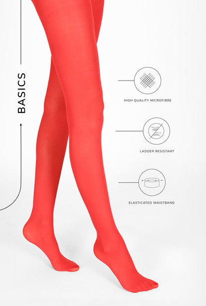 40 Denier Tights - Poppy Red